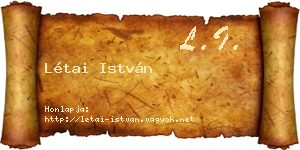 Létai István névjegykártya